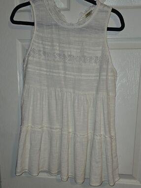 True Craft White Tiered Lace-Trim Top